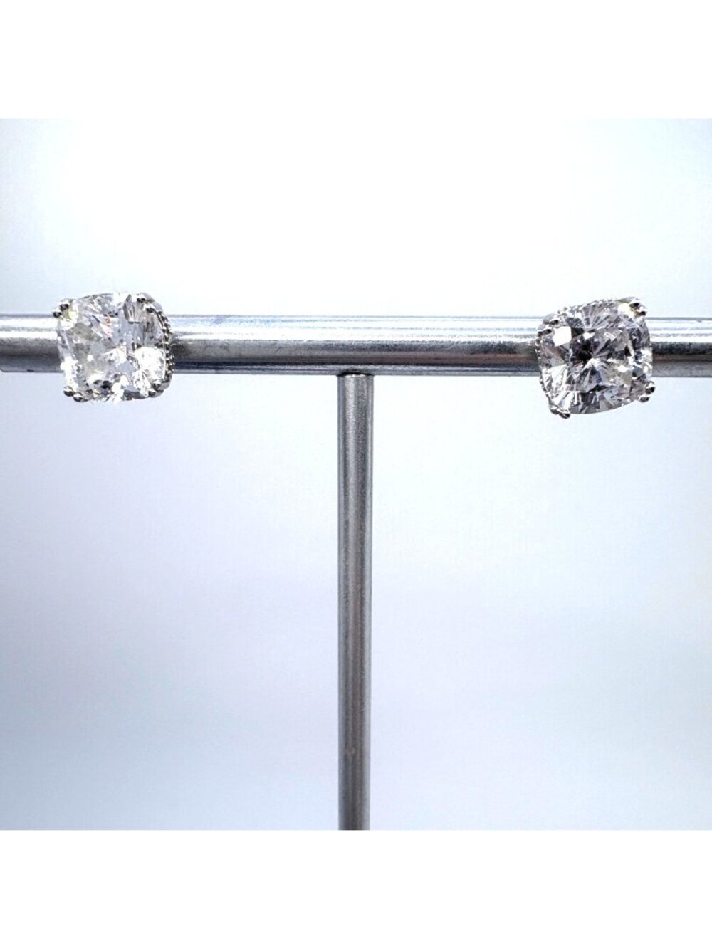Cubic Zirconia Prong Set Stud Earrings Sterling Silver 925 One Size